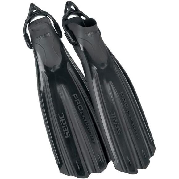 SEAC Propulsion Scuba Diving Open Heel Fins Black Size M-L (US Men's 9-10) - Picture 1 of 9